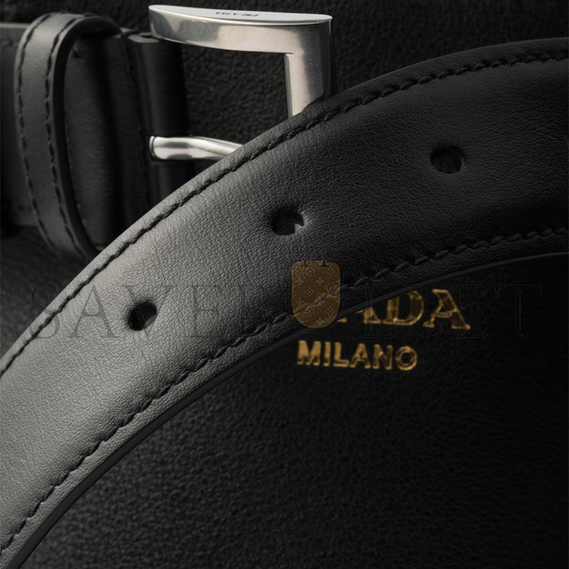 Pra*a buckle leather bucket bag with belt 1be085 (29*26.5*18cm)